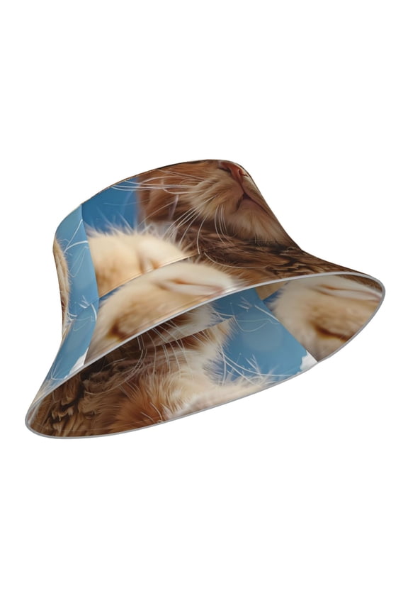 Reflective Bucket Hat - Playful Cat Fisheye View Print Bucket Hat for Men,Women