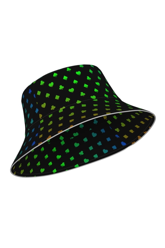 Reflective Bucket Hat - Poker Shapes Print Bucket Hat for Men,Women