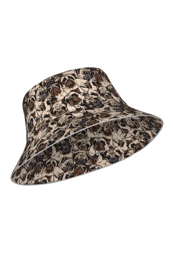 Reflective Bucket Hat - Pug Print Bucket Hat for Men,Women
