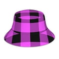 thumbnail image 1 of Kdxio Reflective Bucket Hat - Purple Black Buffalo Plaid Print Bucket Hat for Men,Women, 1 of 9