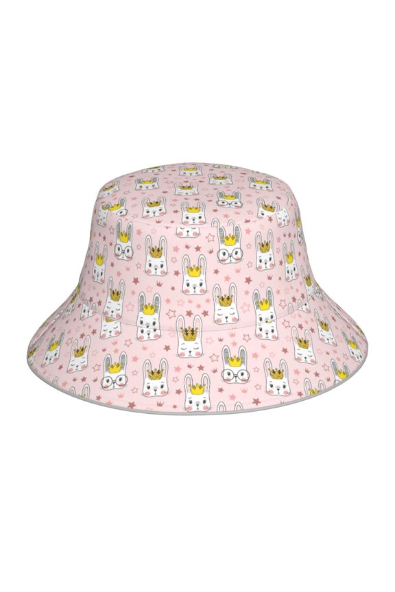 Reflective Bucket Hat - Queen For Rabbit Print Bucket Hat for Men,Women