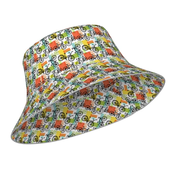 Kdxio Reflective Bucket Hat - Retro Bike Print Bucket Hat for Men,Women