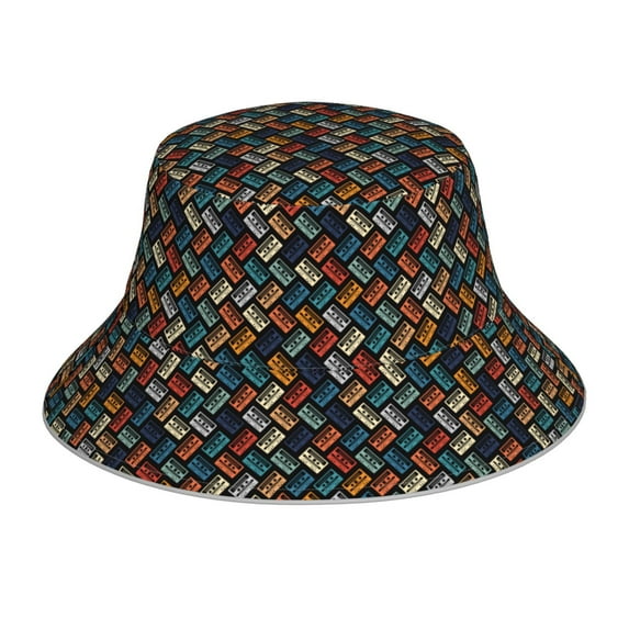 Kdxio Reflective Bucket Hat - Retro Tape Print Bucket Hat for Men,Women