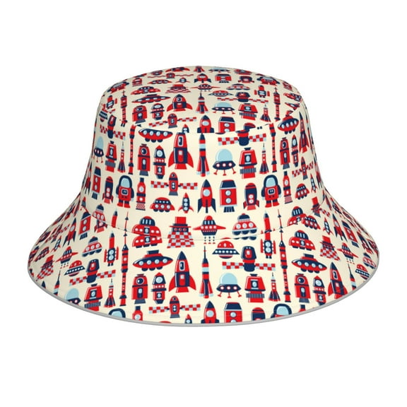 Kdxio Reflective Bucket Hat - Rocket Pattern Print Bucket Hat for Men,Women