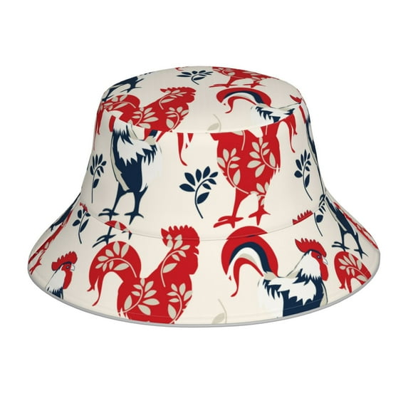 Kdxio Reflective Bucket Hat - Roosters Print Bucket Hat for Men,Women