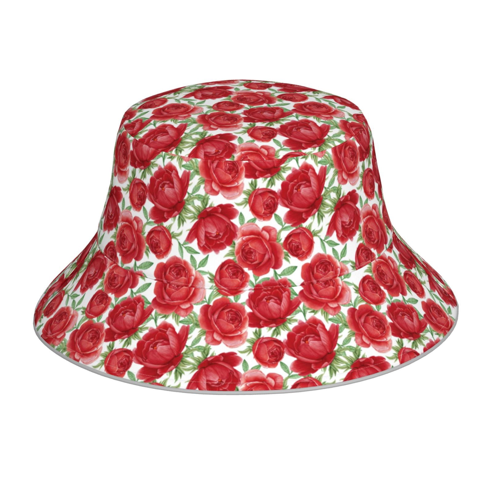 Kdxio Reflective Bucket Hat - Rose Flowers Print Bucket Hat for Men ...