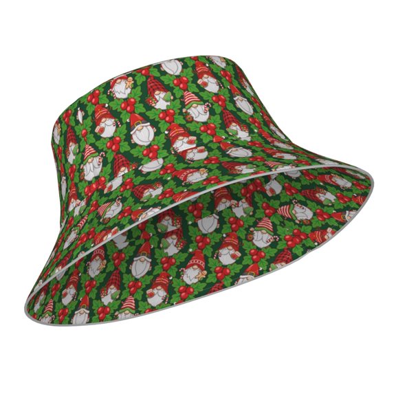 Kdxio Reflective Bucket Hat - Santa Claus And Gnomes Print Bucket Hat for Men,Women