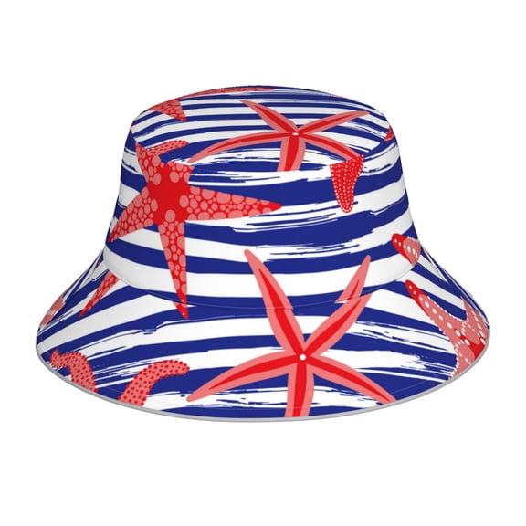 Kdxio Reflective Bucket Hat - Sea Stars Print Bucket Hat for Men,Women