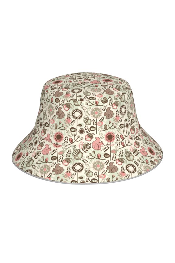 Reflective Bucket Hat - Squirrel In The Forest Print Bucket Hat for Men,Women
