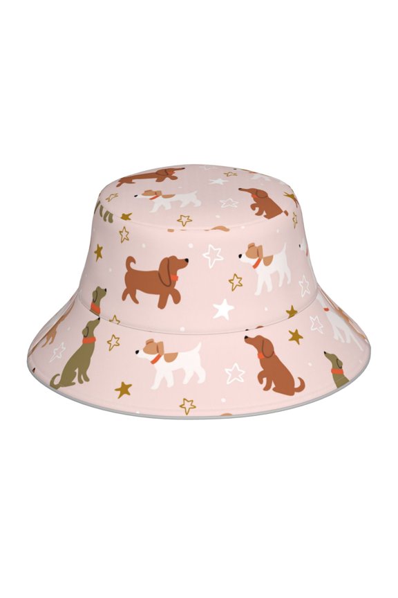 Reflective Bucket Hat - Star Cute Dog Print Bucket Hat for Men,Women