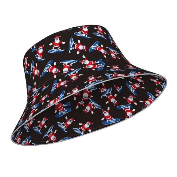 Kdxio Reflective Bucket Hat - Surfing Santa Print Bucket Hat for Men,Women