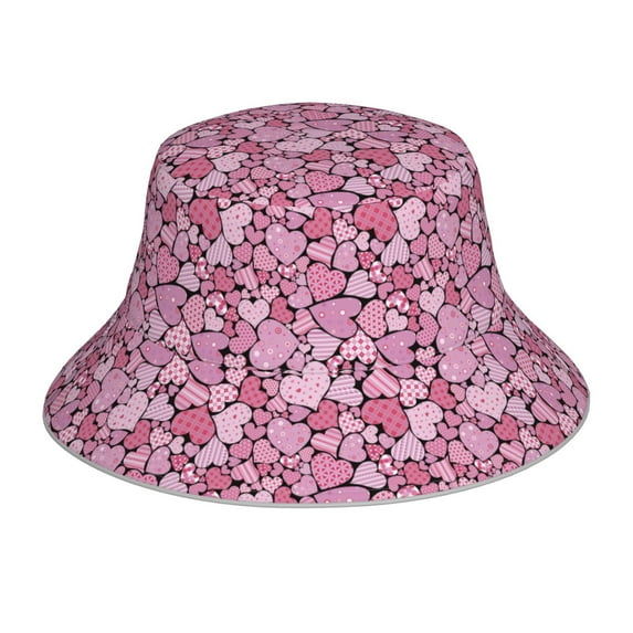 Kdxio Reflective Bucket Hat - Sweet Heart Print Bucket Hat for Men,Women