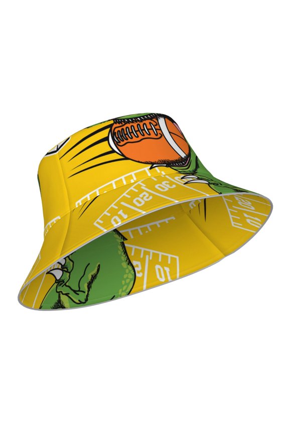 Reflective Bucket Hat - T-Rex Playing Football Print Bucket Hat for Men,Women