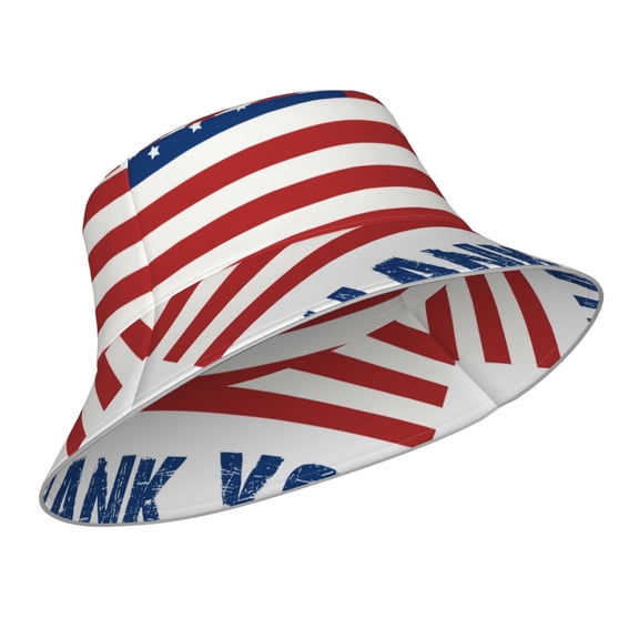 Kdxio Reflective Bucket Hat - Thank You Veterans Print Bucket Hat for Men,Women