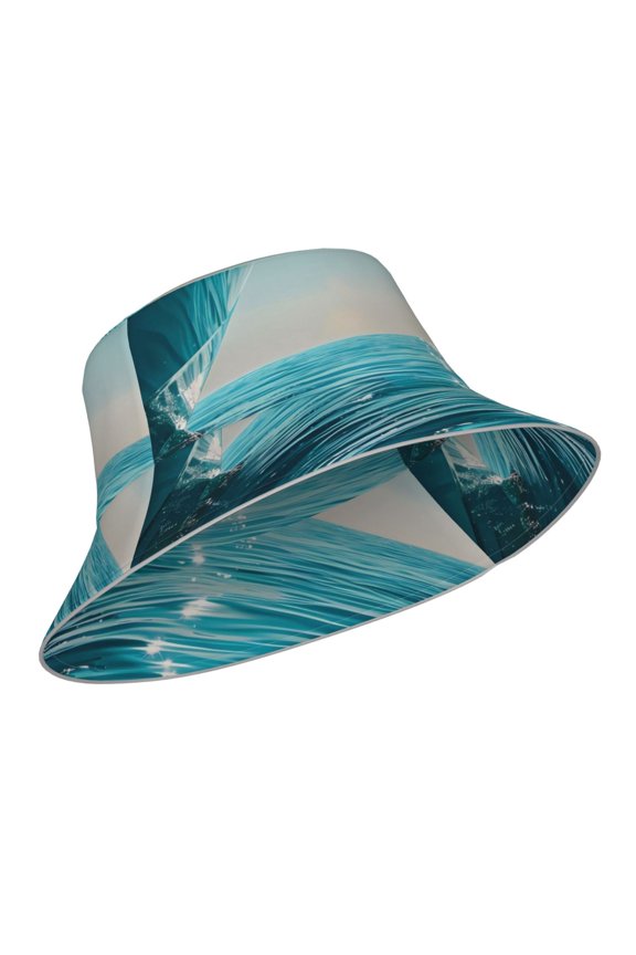 Reflective Bucket Hat - Turquoise Ocean Reflection Print Bucket Hat for Men,Women