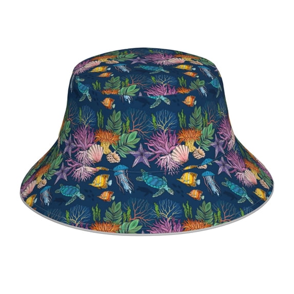 Kdxio Reflective Bucket Hat - Undersea Animals Print Bucket Hat for Men,Women