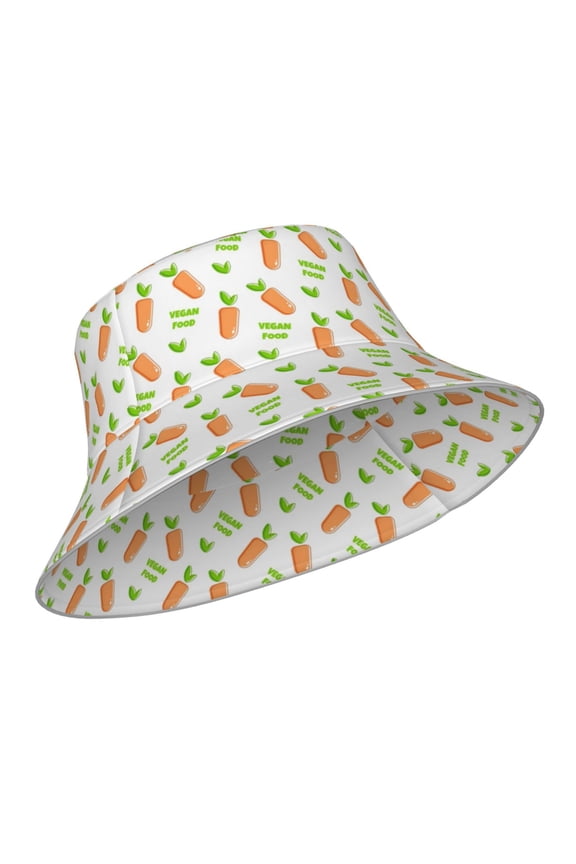Reflective Bucket Hat - Vegan Fruit Carrot Print Bucket Hat for Men,Women