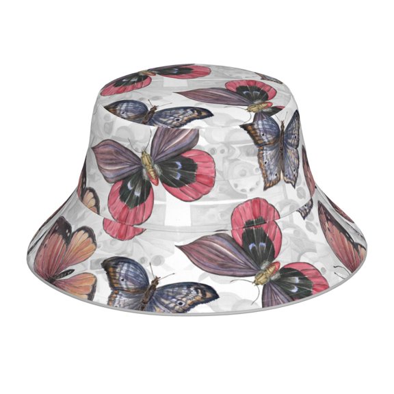 Kdxio Reflective Bucket Hat - Vintage Butterflies Print Bucket Hat for Men,Women