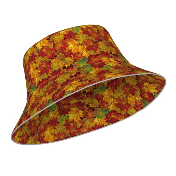 Kdxio Reflective Bucket Hat - Vintage maple leaf autumn Print Bucket Hat for Men,Women