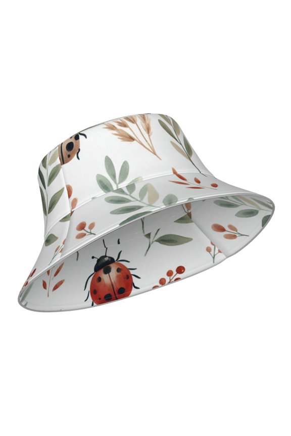 Reflective Bucket Hat - Watercolor Ladybug Print Bucket Hat for Men,Women