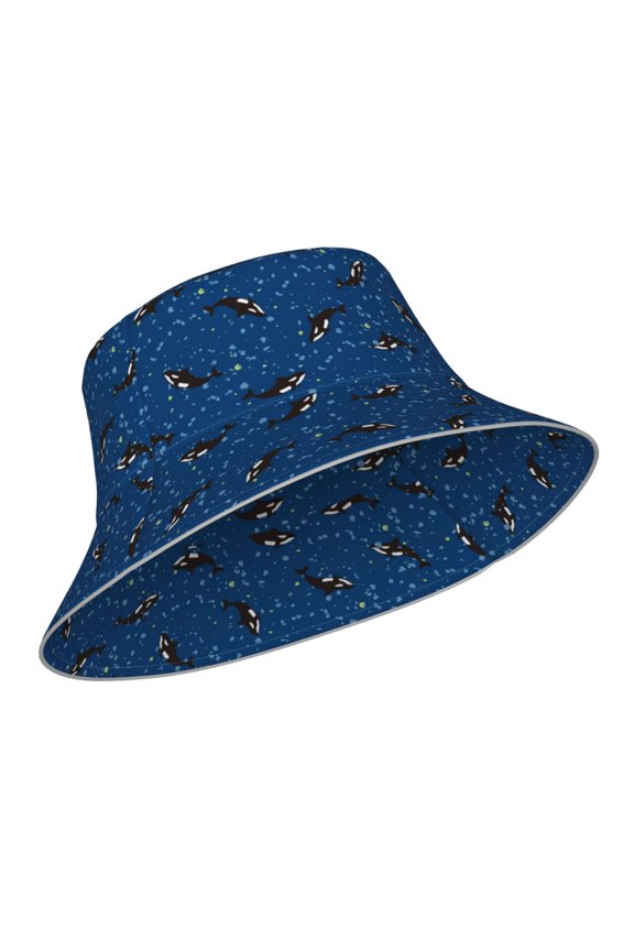 Reflective Bucket Hat - Whales Swim Print Bucket Hat for Men,Women