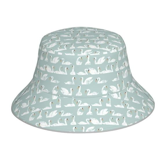 Kdxio Reflective Bucket Hat - White Swan Print Bucket Hat for Men,Women