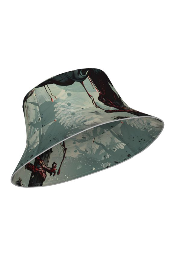 Reflective Bucket Hat - Zombie Flower Apocalypse Print Bucket Hat for Men,Women