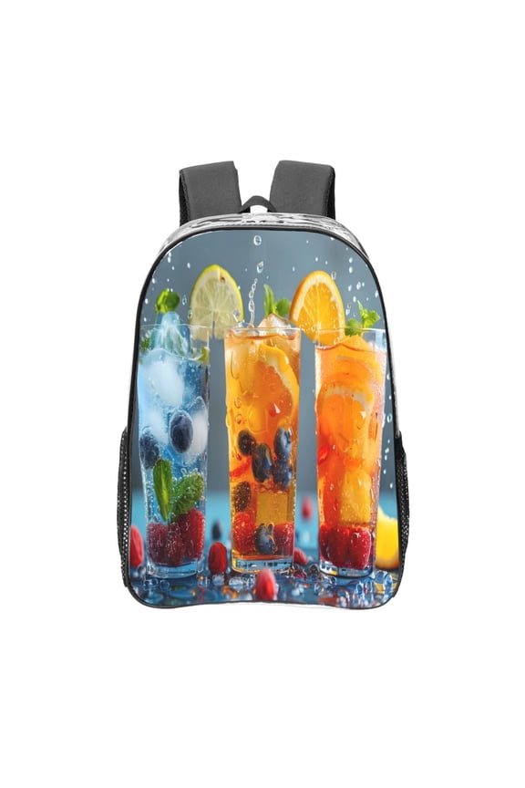 Refreshing Fruit Infused Drinks Clear Backpack, Transparent Bookbag for School for Women Men, Capacity Clear Bag for College, Travel