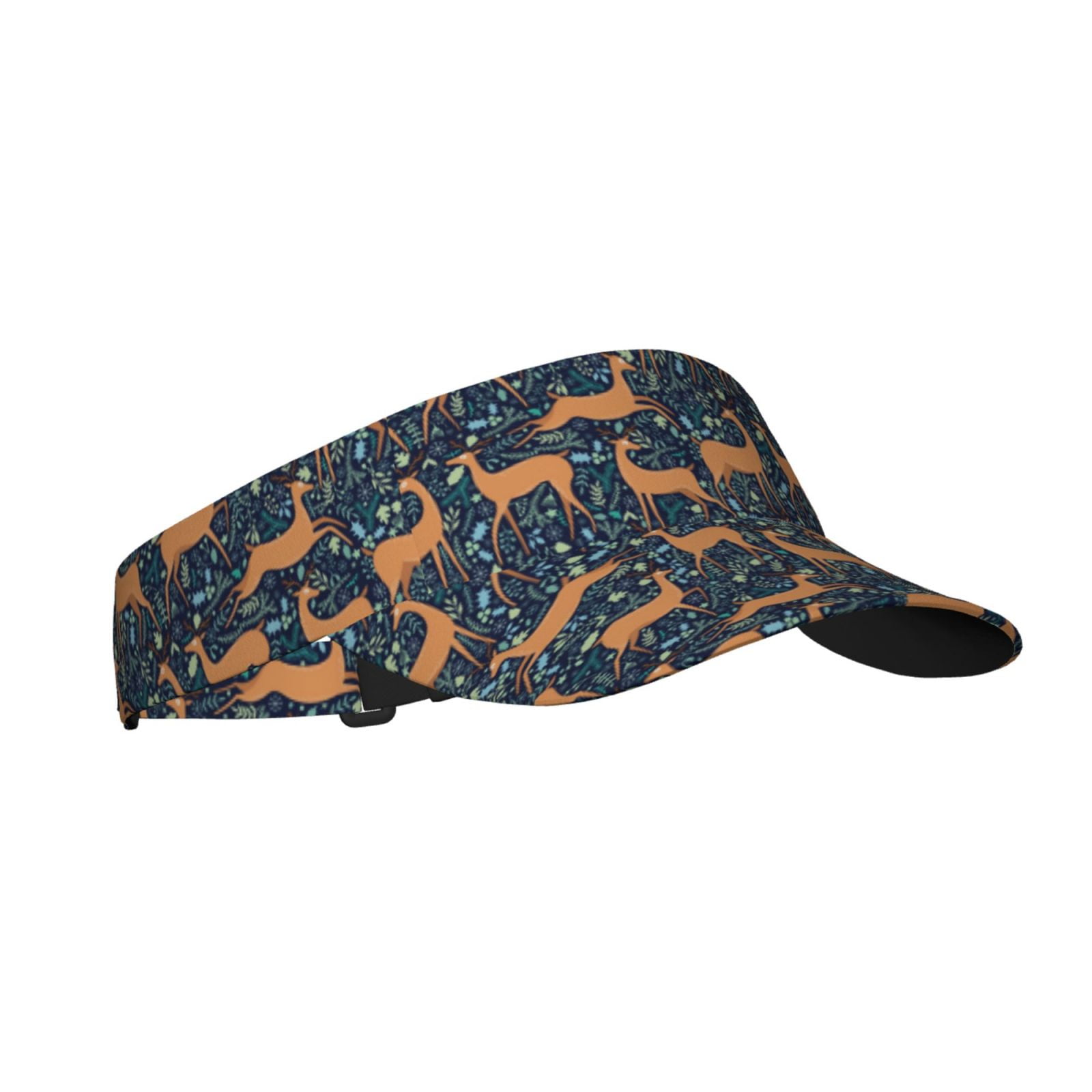 Kdxio Reindeer Print Sun Visor Hat Golf Visor Adjustable Velcro Outdoor
