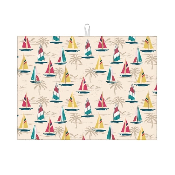 Kdxio Reto Marine Nautical for Dish Drying Mat,24*18 inch Absorbent Dish Drainer Kitchen Counter,Large Size Dish Drying Pad for Countertops,Draining Racks