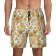 thumbnail image 1 of Kdxio Retro 70s 60s Flower Print Men's Swim Trunks with Compression Liner 7 Inch Inseam Quick Dry Swim Shorts, 1 of 7