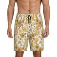thumbnail image 1 of Kdxio Retro 70s 60s Flower Print Mens Sleep Shorts Bottoms Soft Comfy Pajama Wear Pants with Drawstring Pockets, 1 of 7
