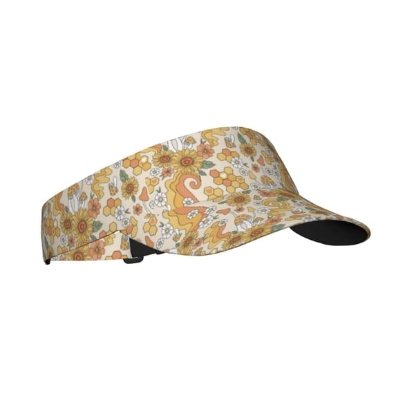 Kdxio Retro 70s 60s Flower Print Sun Visor Hat Golf Visor Adjustable Velcro Outdoor Sports Cap for Men Women