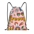 thumbnail image 1 of Kdxio Retro 70s Hippie Print Drawstring Backpack Bag,Waterproof Draw String Back Sack, Gym Drawstring Bags Swim Bag For Unisex, 1 of 9