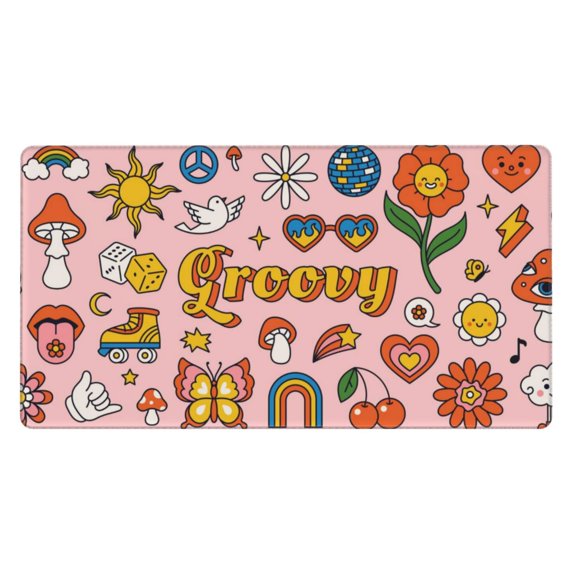 Kdxio Retro 70s Hippie Print Large Gaming Mouse Pad,Non-Slip Base,Water Resist Keyboard Pad for Gamer,Office & Home,29.5 x 15.8 in