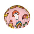 thumbnail image 1 of Kdxio Retro 70s Hippie Print Shower Cap for Women,Elastic and Reusable,Double Waterproof Layers Bathing Hat, 1 of 9