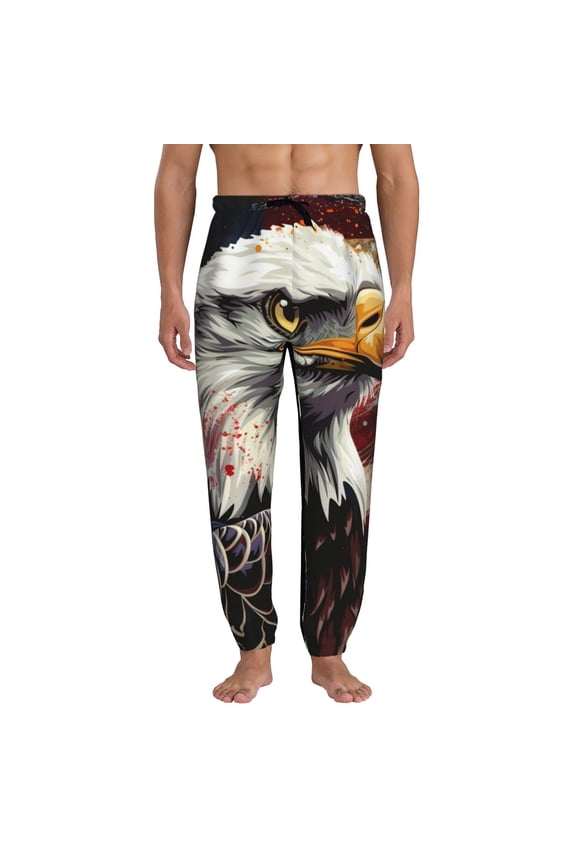 Retro American Eagle A Pattern Joggers,Sweatpants for Men with Pockets-Large