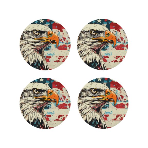 Kdxio Retro American Eagle Funny Coasters,4 Pcs Leather Coasters,Housewarming Gifts,Protect Furniture from Water Marks Scratch and Damage