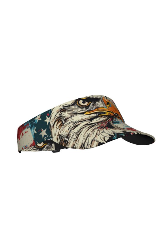 Retro American Eagle Print Sun Visor Hat Golf Visor Adjustable Velcro Outdoor Sports Cap for Men Women