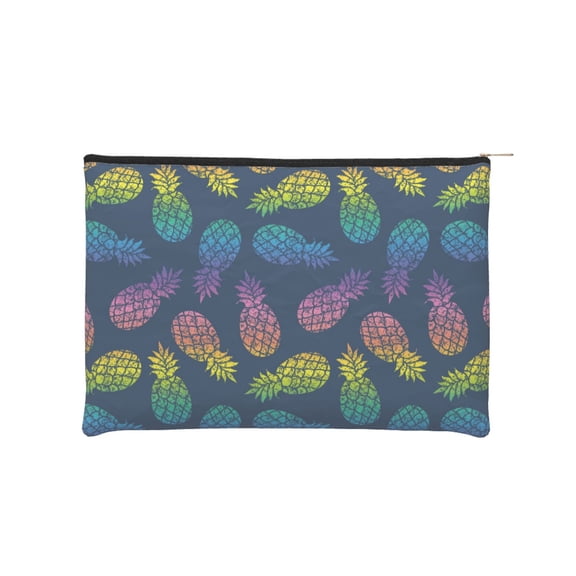 Kdxio Retro Bright Pineapple Makeup Bag Toiletry Bag Canvas Makeup Bags Zipper Cosmetic Pouch Travel Cosmetic Pouch for Women Gifts