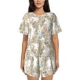 thumbnail image 1 of Kdxio Retro Bunny Flower Print Pajamas Sets for Women Short-Sleeved Pjs with Lounge Shorts Two Piece Sleepwear S-4XL, 1 of 9