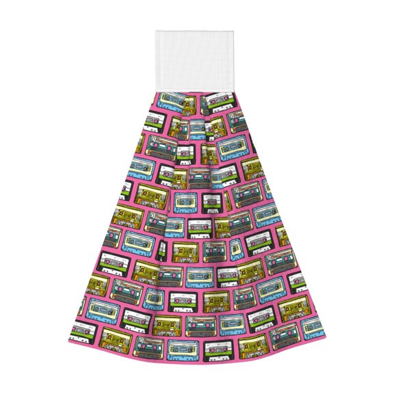 Kdxio Retro Cassette Hand Towel with Loop Hanging Towel Absorbent Tie Towels for Kitchen Tea Bar Bathroom Decor