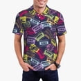 thumbnail image 1 of Kdxio Retro Cassette Music Print Men's Short Sleeve Polo Shirt,Midweight Men's Shirt, 1 of 5