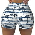 thumbnail image 1 of Kdxio Retro Coconut Tree Print Workout Shorts for Women Seamless Soft Smooth Gym Yoga Scrunch Active Shorts, 1 of 9
