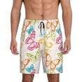 thumbnail image 1 of Kdxio Retro Colorful Butterfly Print Mens Sleep Shorts Bottoms Soft Comfy Pajama Wear Pants with Drawstring Pockets, 1 of 7