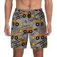 thumbnail image 1 of Kdxio Retro Excavator Print Men's Swim Trunks with Compression Liner 7 Inch Inseam Quick Dry Swim Shorts, 1 of 7