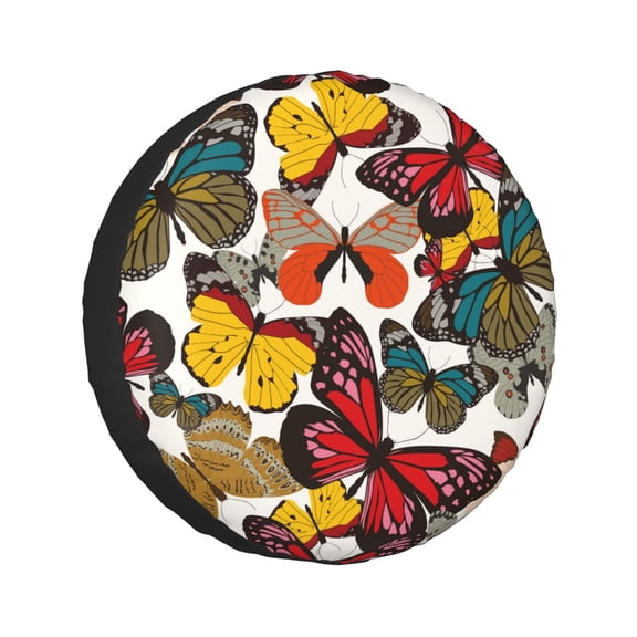 Kdxio Retro Floral Butterfly for Tire Cover Wheel Protectors Tyre Covers Weatherproof Wheel Covers Universal Fit for Trailer Rv SUV Truck Camper Travel Trailers 17 inch