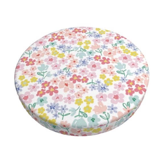 Kdxio Retro Floral Print Stool Covers Round,Stretch Round Bar Stool Covers Washable Bar Stool Cushion Slipcover for 12-15 Inch Chair