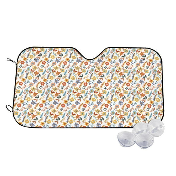 Kdxio Retro Floral Print Windshield Sun Shade,UV Rays and Sun Heat Protection,Sunshade for Car Windshield,Car Shade Front Windshield - Small