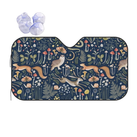 Kdxio Retro Forest Animals Print Front Windshield Sun Shade,Folding Auto Sunshade for Car Truck SUV-Medium